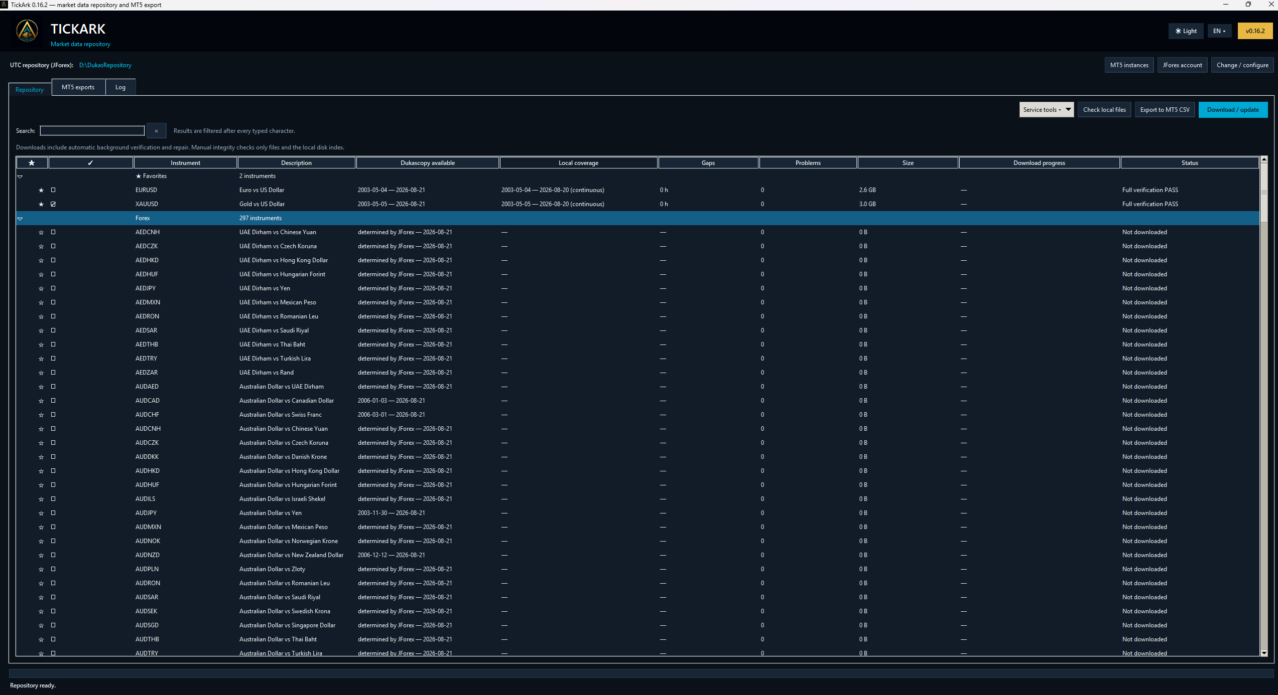 TickArk cross-asset market data repository