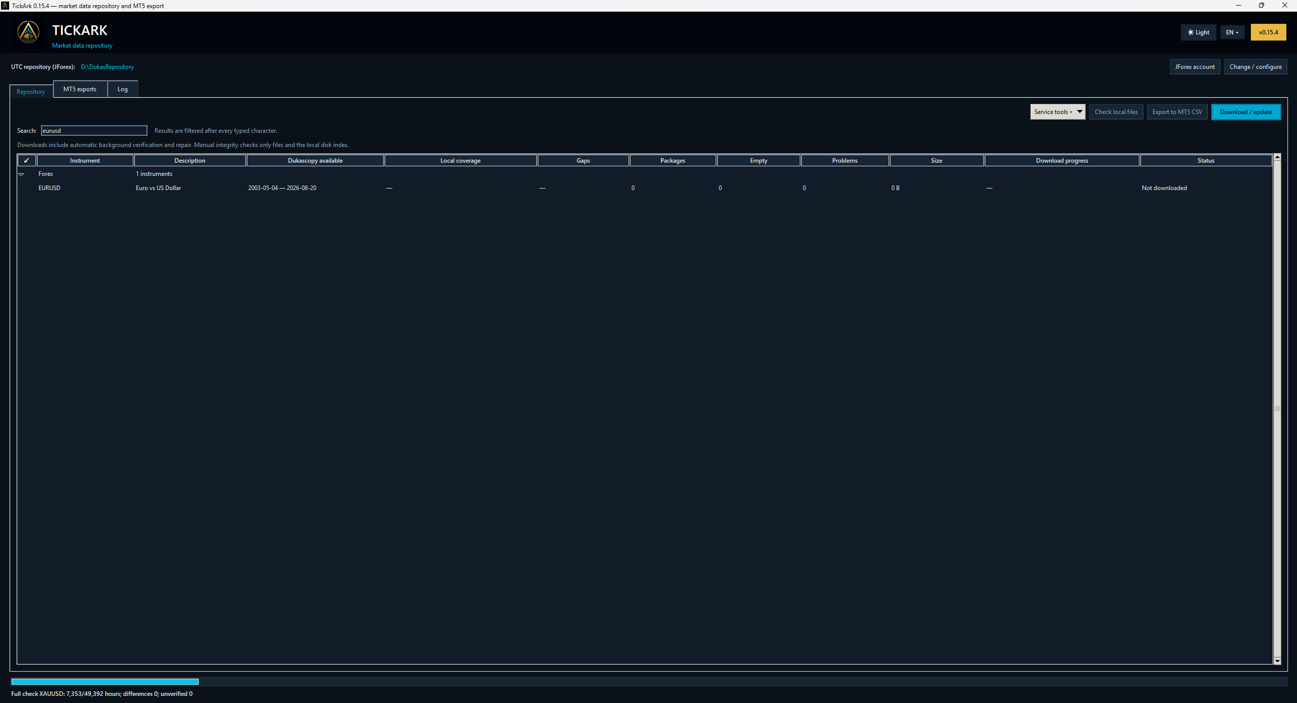 Searching the Tickark repository